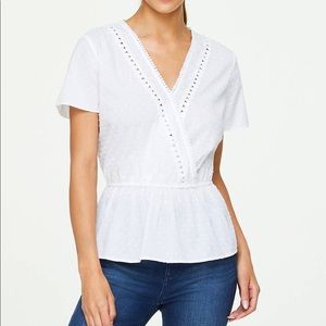 Loft Lacy Peplum Top in White